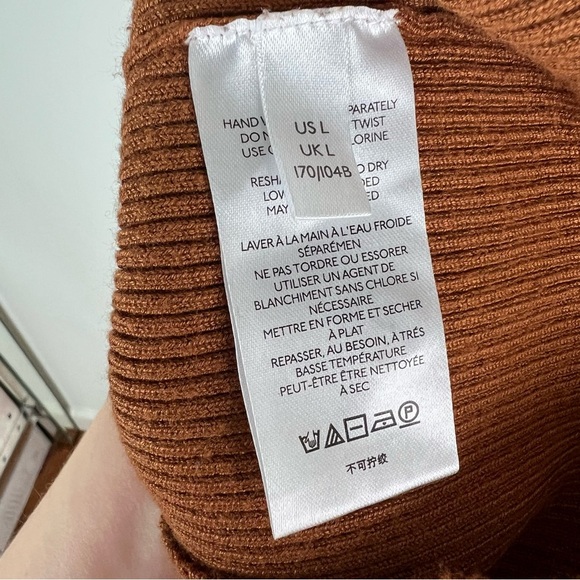 Anthropologie Maeve Terracotta Ribbed Turtleneck Sweater Size L - Picture 5 of 6